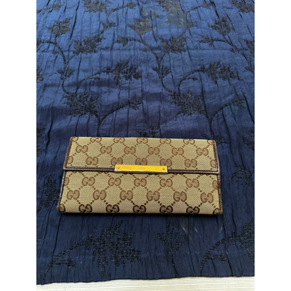 Gucci GG Beige & Brown Monogram Canvas & Leather Long Snap Wallet - Picture 5 of 16